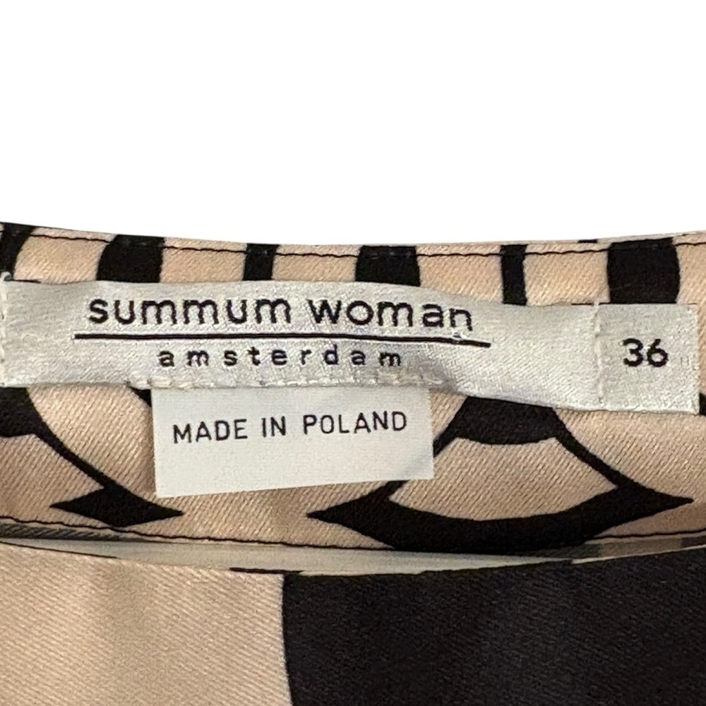 summum Woman Amsterdam Poland Top Blouse Size 36 Medium Tan Black Brown - Picture 5 of 9
